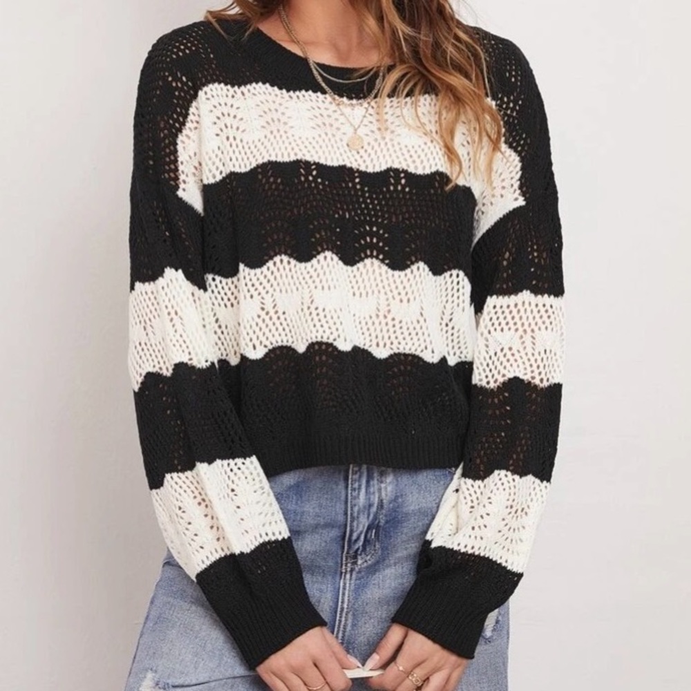 ✌🏼 #1362 QT Boho Open Knit Sweater Top